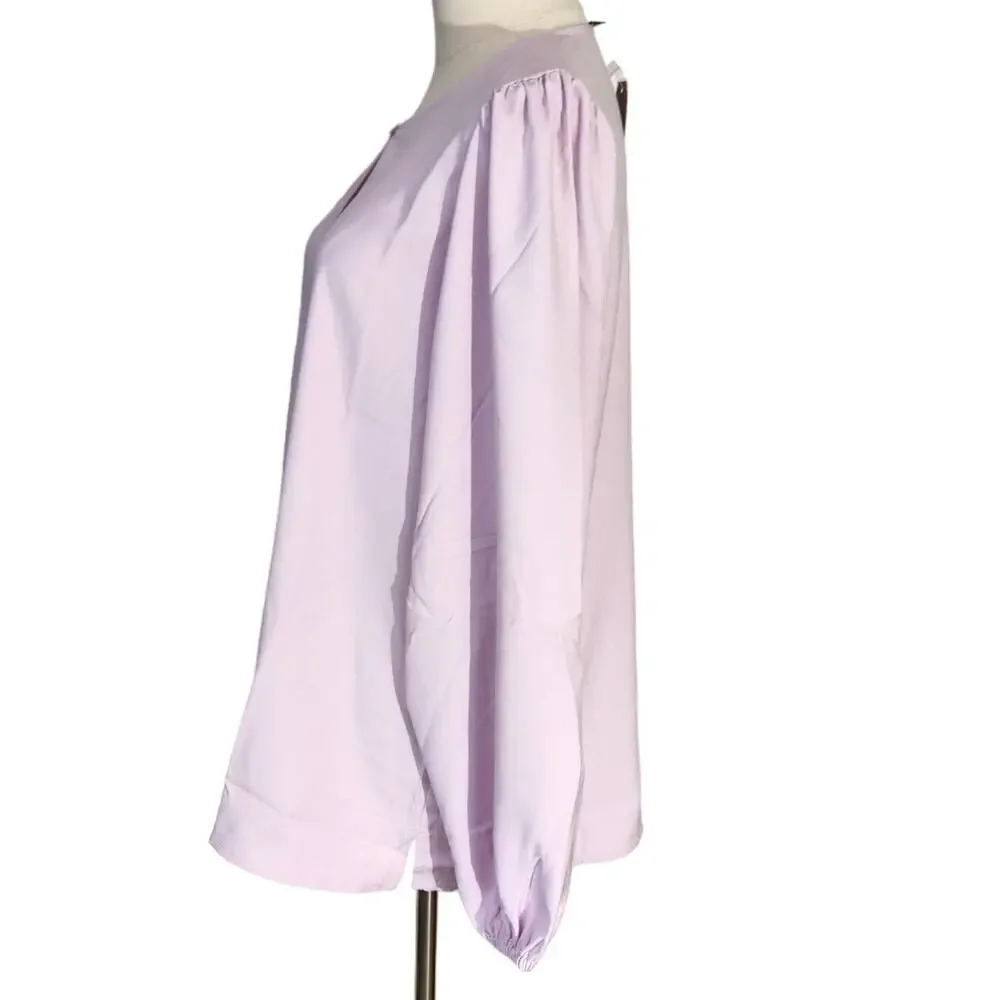 J Crew Pink Puff Sleeve Keyhole Neckline Crepe Blouse Women Tall Large